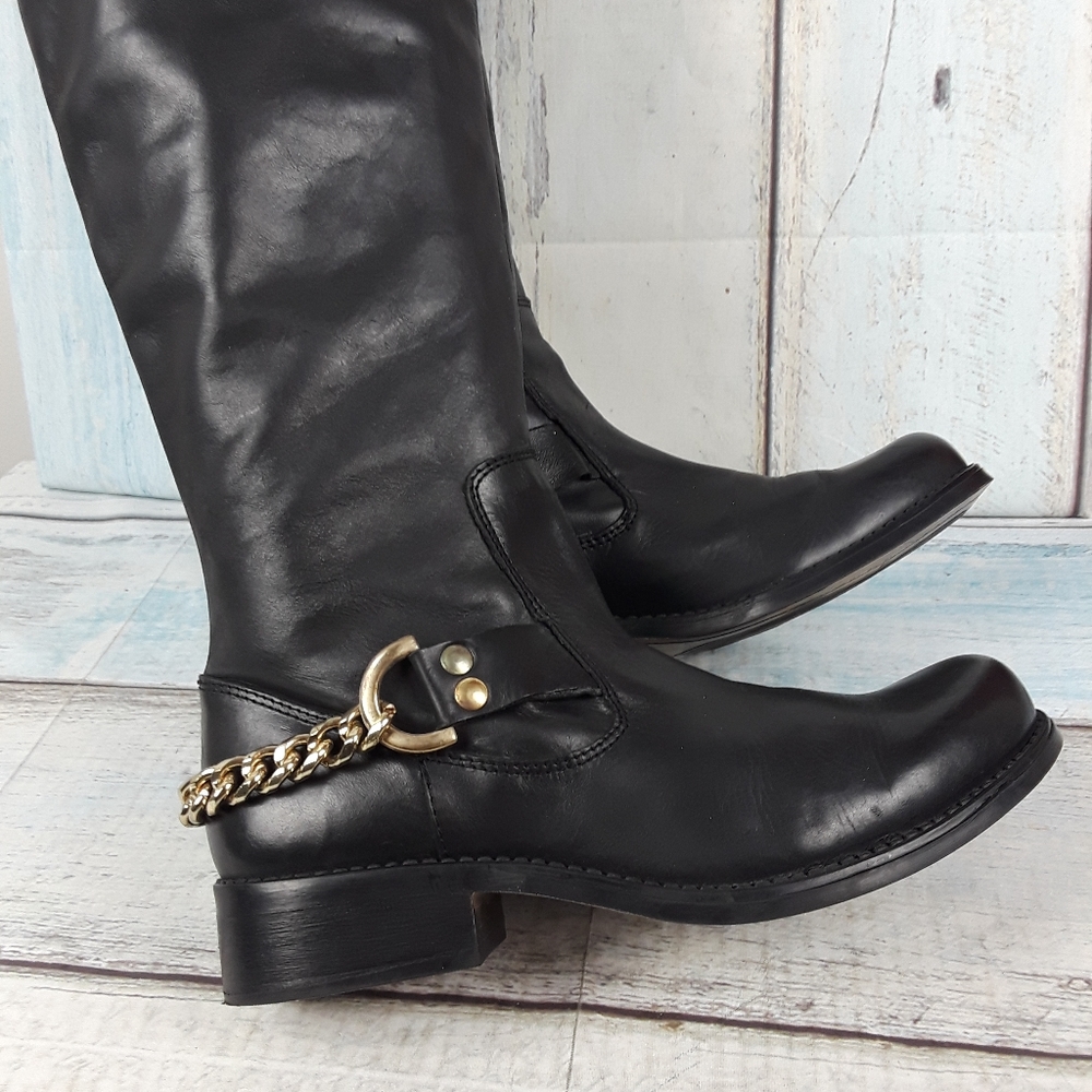 Steve Madden Womens Tall Riding Boots Gold Chain 7
